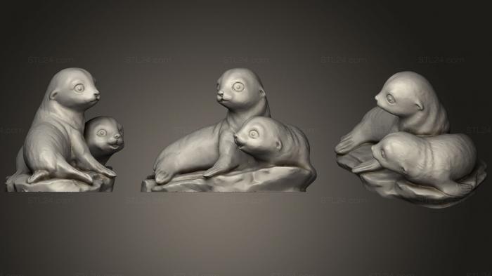 Animal figurines (Baby Sea Lions, STKJ_0719) 3D models for cnc